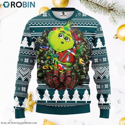 Philadelphia Eagles Grinch Hug Ugly Christmas Sweater