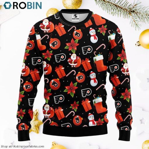 Philadelphia Flyers Santa Claus Snowman Ugly Christmas Sweater