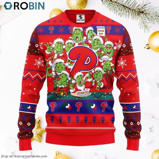 Philadelphia Phillies 12 Grinch Xmas Day Ugly Christmas Sweater, Christmas Gifts Ideas