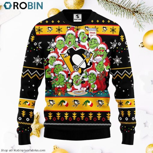 Pittsburgh Penguins 12 Grinch Xmas Day Ugly Christmas Sweater