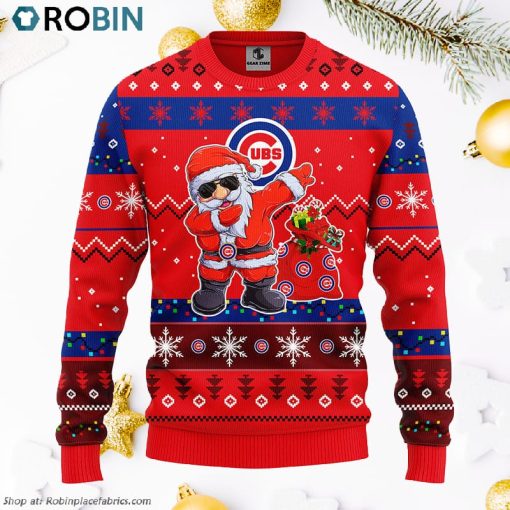 Chicago Cubs Dabbing Santa Claus Ugly Christmas Sweater, Christmas Gifts Ideas