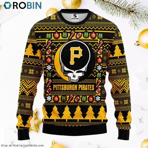 Pittsburgh Pirates Grateful Dead Ugly Christmas Fleece Sweater