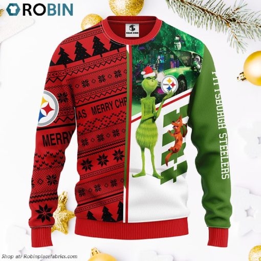 Pittsburgh Steelers Grinch & Scooby-Doo Ugly Christmas Sweater