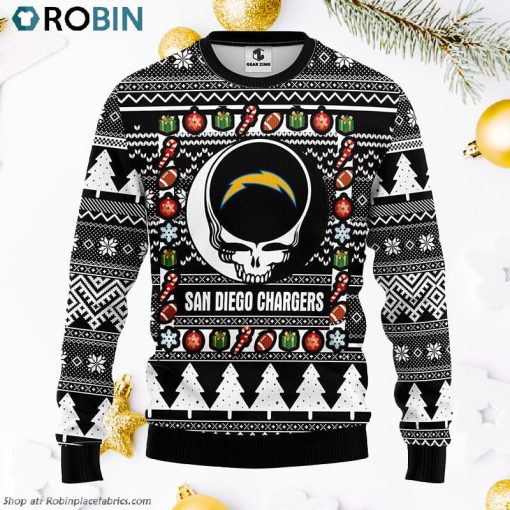 San Diego Chargers Grateful Dead Ugly Christmas Fleece Sweater