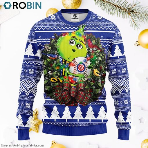 Chicago Cubs Grinch Hug Ugly Christmas Sweater