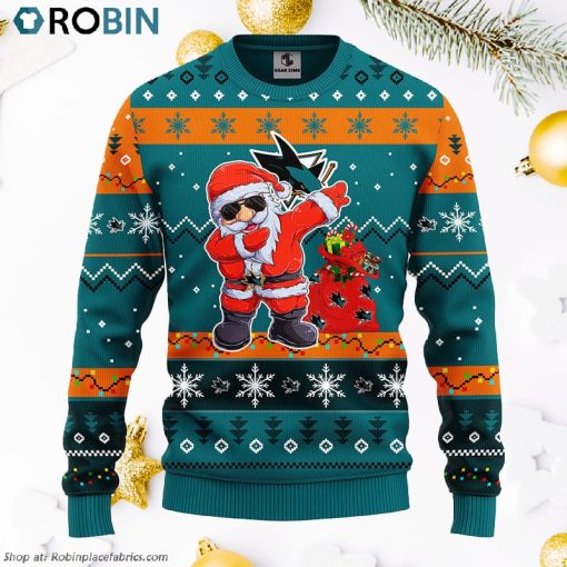 San Jose Sharks Dabbing Santa Claus Ugly Christmas Sweater