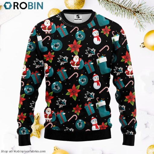 San Jose Sharks Santa Claus Snowman Ugly Christmas Sweater