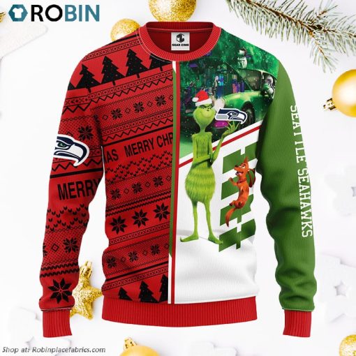 Seattle Seahawks Grinch & Scooby-Doo Ugly Christmas Sweater