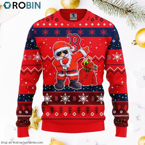 Boston Red Sox Dabbing Santa Claus Ugly Christmas Sweater