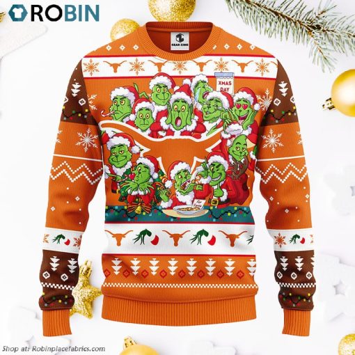 Texas Longhorns 12 Grinch Xmas Day Ugly Christmas Sweater, Christmas Gifts Ideas