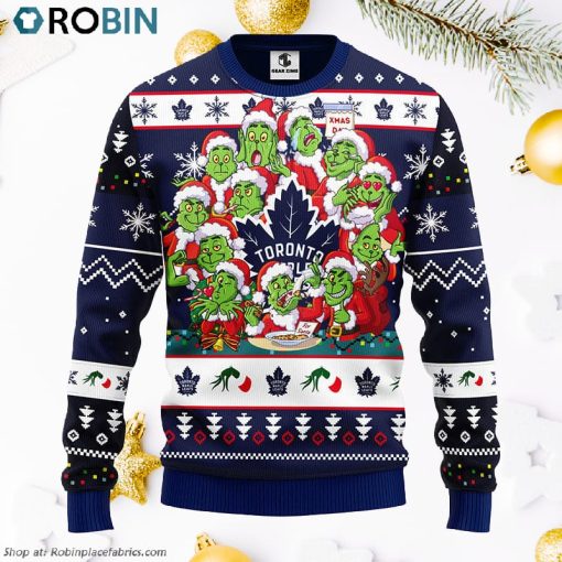 Toronto Maple Leafs 12 Grinch Xmas Day Ugly Christmas Sweater, Christmas Gifts Ideas