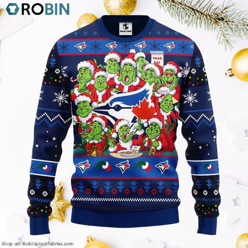 Toronto Blue Jays 12 Grinch Xmas Day Ugly Christmas Sweater, Christmas Gifts Ideas