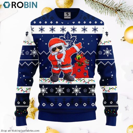 Toronto Maple Leafs Dabbing Santa Claus Ugly Christmas Sweater