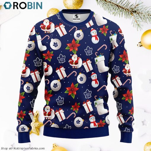 Toronto Maple Leafs Santa Claus Snowman Ugly Christmas Sweater