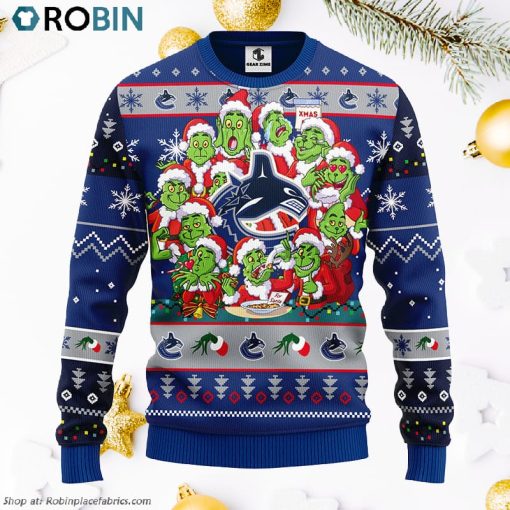 Vancouver Canucks 12 Grinch Xmas Day Ugly Christmas Sweater