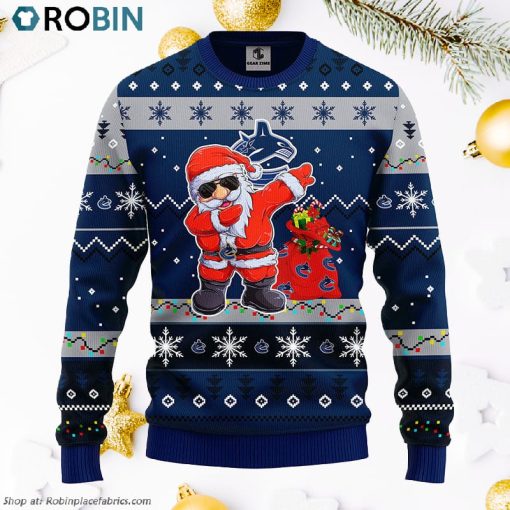 Vancouver Canucks Dabbing Santa Claus Ugly Christmas Sweater