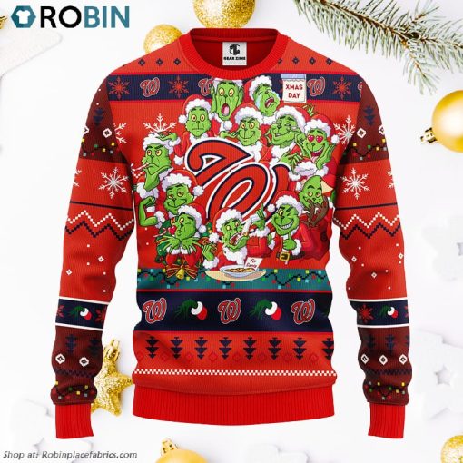 Washington Nationals 12 Grinch Xmas Day Ugly Christmas Sweater, Christmas Gifts Ideas