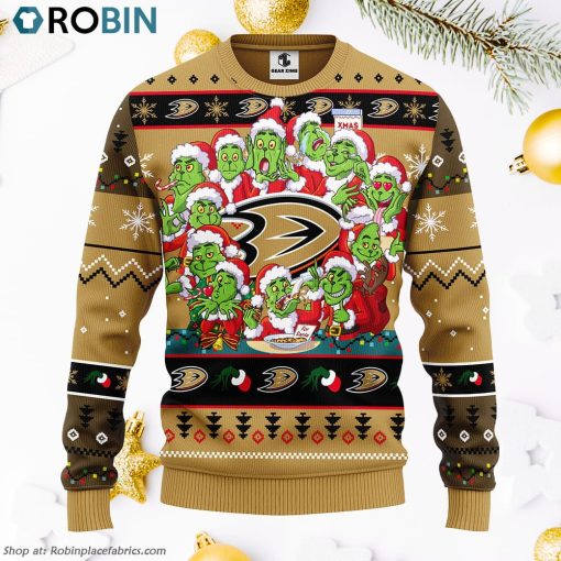 Anaheim Ducks 12 Grinch Xmas Day Ugly Christmas Sweater, Christmas Gifts Ideas