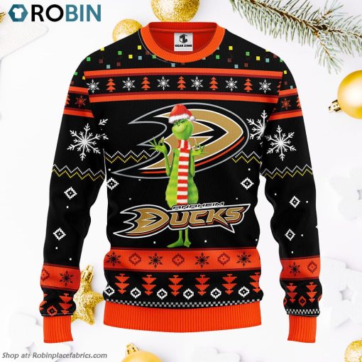 Anaheim Ducks Funny Grinch Ugly Christmas Sweater