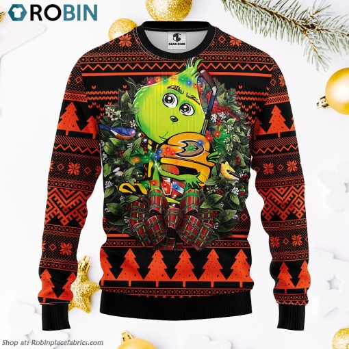 Anaheim Ducks Grinch Hug Ugly Christmas Sweater