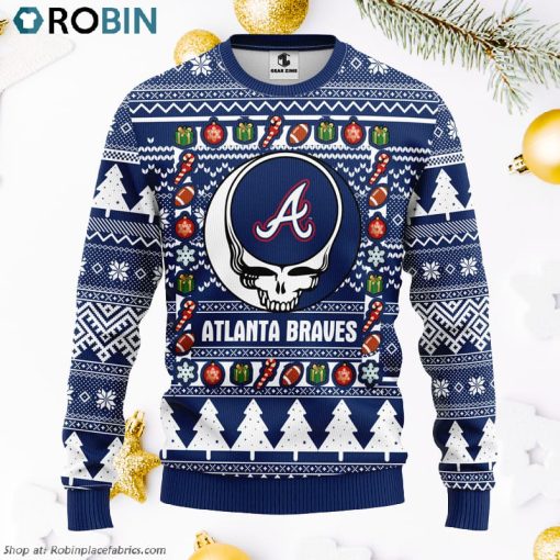Atlanta Braves Grateful Dead Ugly Christmas Fleece Sweater, Christmas Gifts Ideas