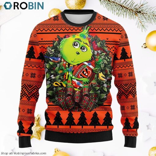 Cincinnati Bengals Grinch Hug Ugly Christmas Sweater