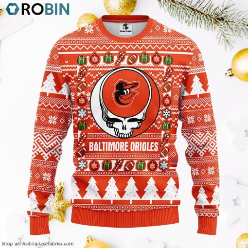 Baltimore Orioles Grateful Dead Ugly Christmas Fleece Sweater, Christmas Gifts Ideas