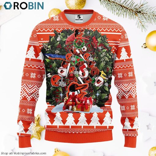 Baltimore Orioles Tree Ugly Christmas Fleece Sweater