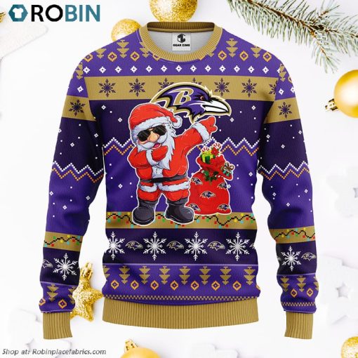 Baltimore Ravens Dabbing Santa Claus Ugly Christmas Sweater