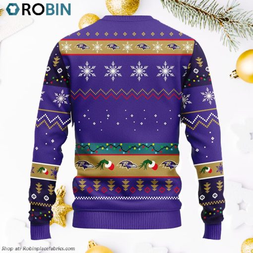 Baltimore Ravens 12 Grinch Xmas Day Ugly Christmas Sweater