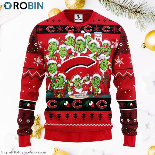 Cincinnati Reds 12 Grinch Xmas Day Ugly Christmas Sweater