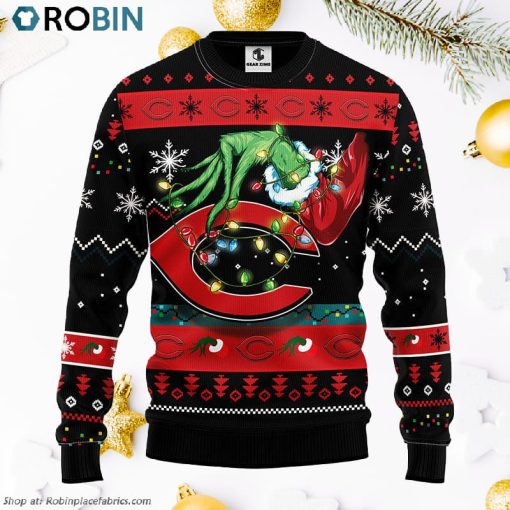 Cincinnati Reds Funny Grinch Ugly Christmas Sweater