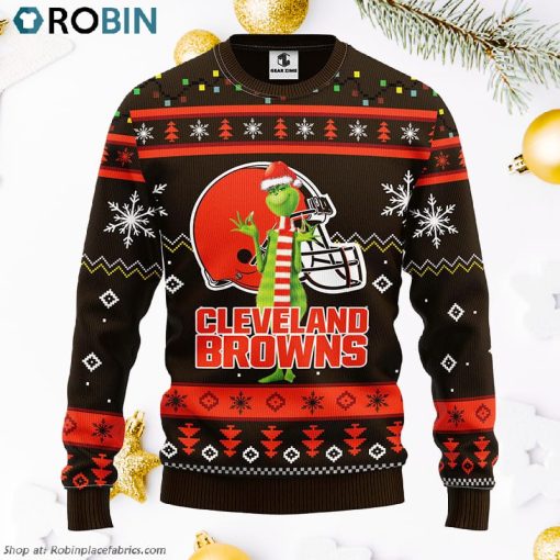 Cleveland Browns Funny Grinch Ugly Christmas Sweater, Christmas Gifts Ideas