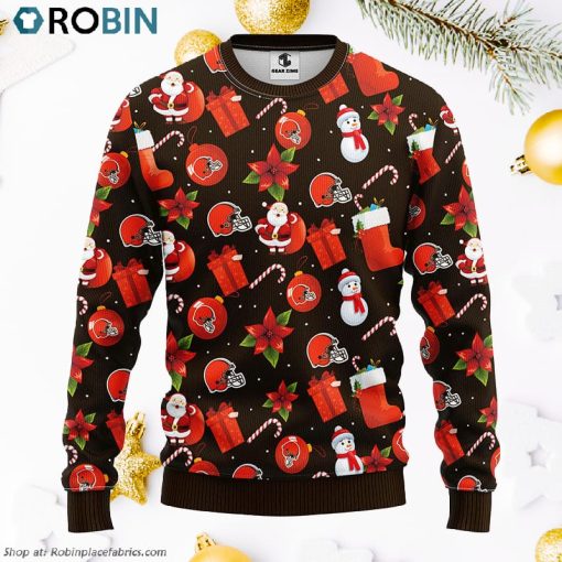 Cleveland Browns Santa Claus Snowman Ugly Christmas Sweater