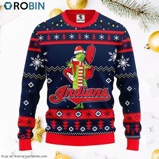 Cleveland Indians Funny Grinch Ugly Christmas Sweater