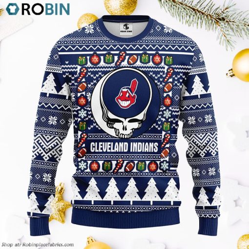 Cleveland Indians Grateful Dead Ugly Christmas Fleece Sweater