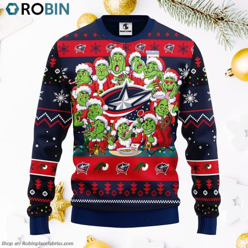 Columbus Blue Jackets 12 Grinch Xmas Day Ugly Christmas Sweater, Christmas Gifts Ideas