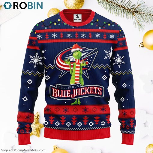 Columbus Blue Jackets Funny Grinch Ugly Christmas Sweater