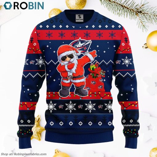 Columbus Blue Jackets Dabbing Santa Claus Ugly Christmas Sweater, Christmas Gifts Ideas