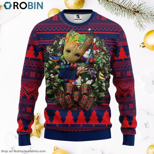 Columbus Blue Jackets Groot Hug Ugly Christmas Sweater