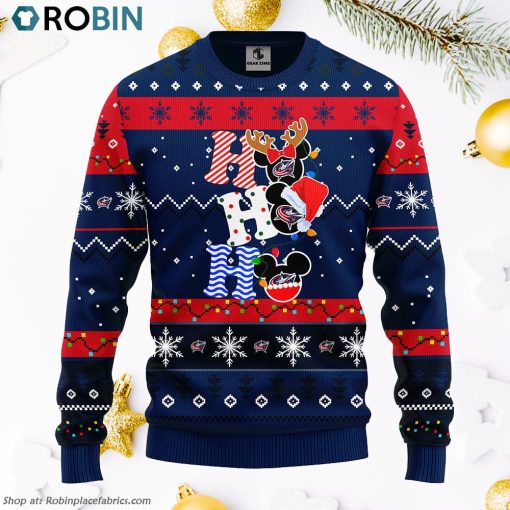 Columbus Blue Jackets Hohoho Mickey Ugly Christmas Sweater