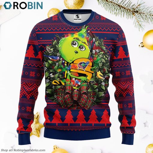 Columbus Blue Jackets Grinch Hug Ugly Christmas Sweater, Christmas Gifts Ideas