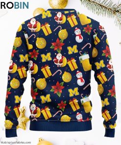 Michigan Wolverines Santa Claus Snowman Ugly Christmas Sweater Michigan Wolverines Santa Claus Snowman Ugly Christmas Sweater
