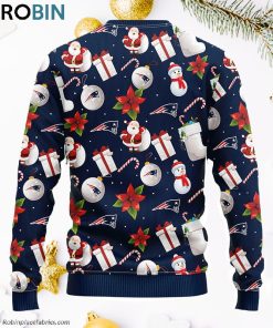 New England Patriots Santa Claus Snowman Ugly Christmas Sweater New England Patriots Santa Claus Snowman Ugly Christmas Sweater