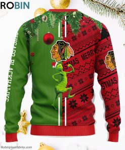 Chicago Blackhawks Funny Grinch Ugly Christmas Sweater