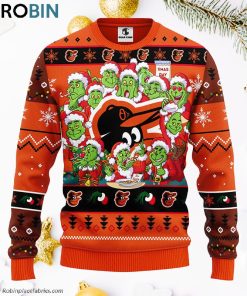 Baltimore Orioles 12 Grinch Xmas Day Ugly Christmas Sweater, Christmas Gifts Ideas