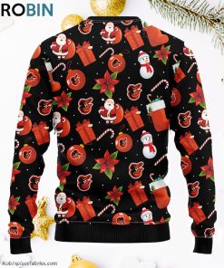 Baltimore Orioles Santa Claus Snowman Ugly Christmas Sweater