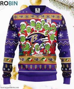 Baltimore Ravens 12 Grinch Xmas Day Ugly Christmas Sweater