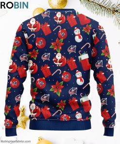 Columbus Blue Jackets Santa Claus Snowman Ugly Christmas Sweater