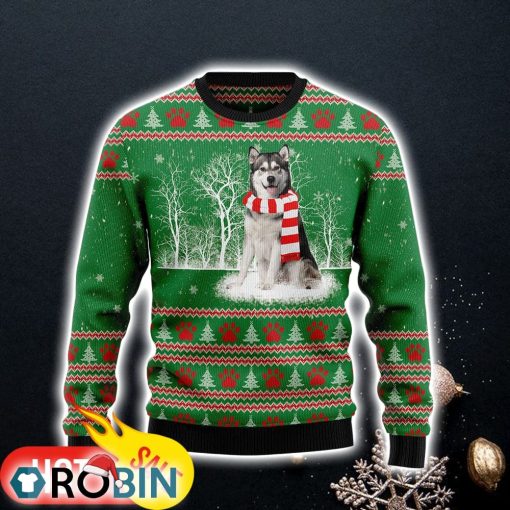 Alaskan Malamute Winter Tree Dog Lover Funny Family Ugly Christmas Sweater